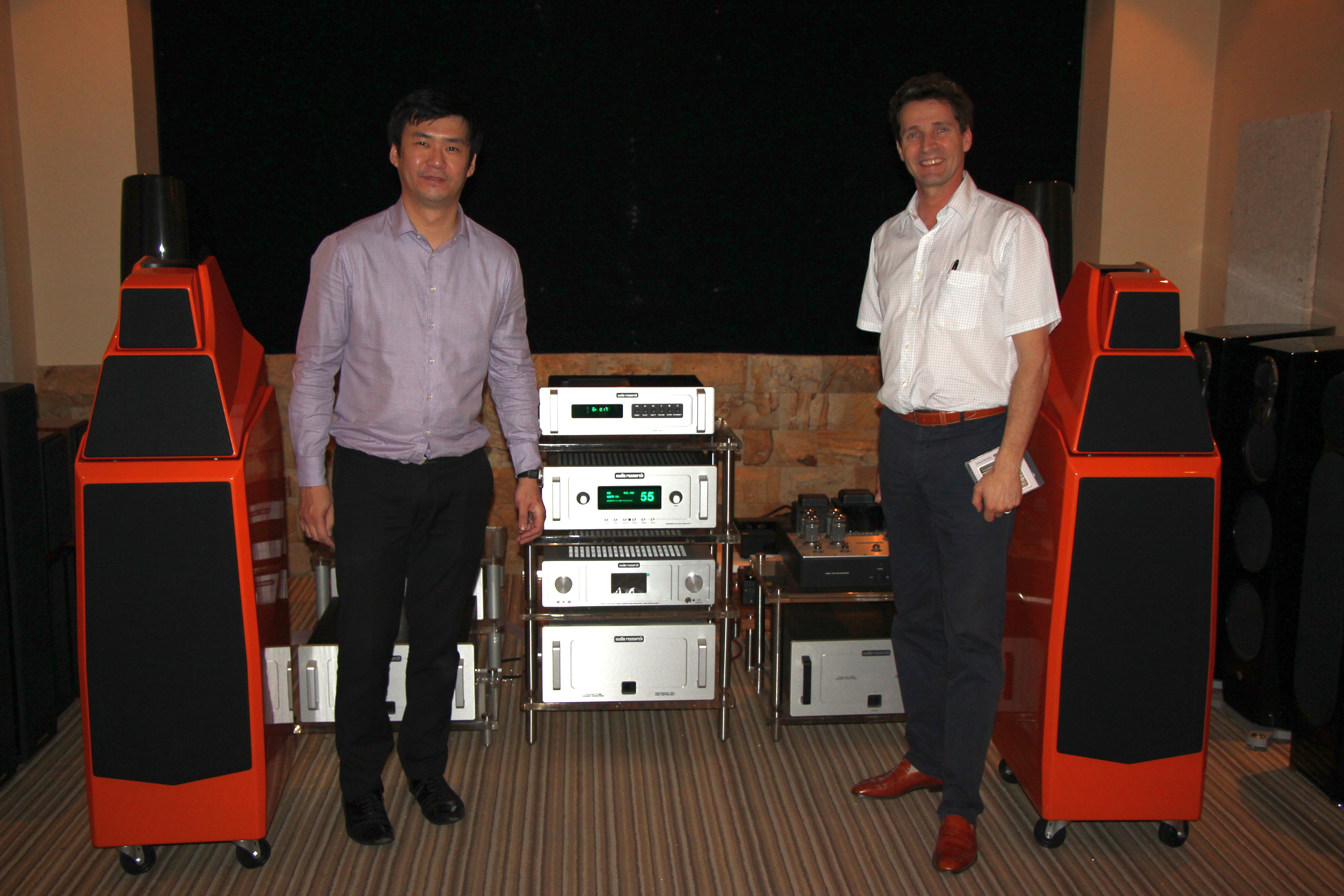 The high-end system that was used to audition the Audio Research Ref 6 preamp. Note the orange Wilson Alexia speakers.