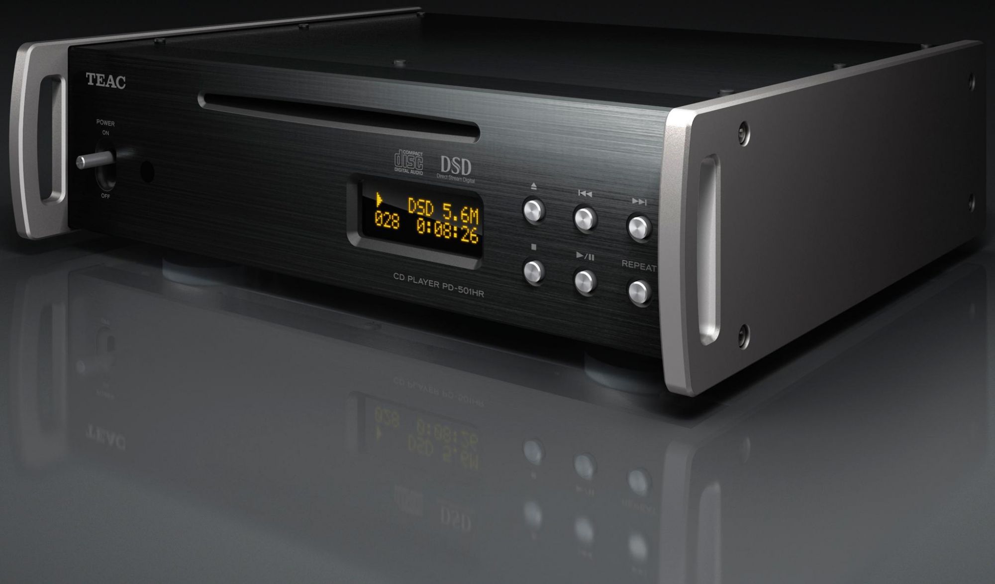 The TEAC's cool and smart front with its slot loading CD mechanism