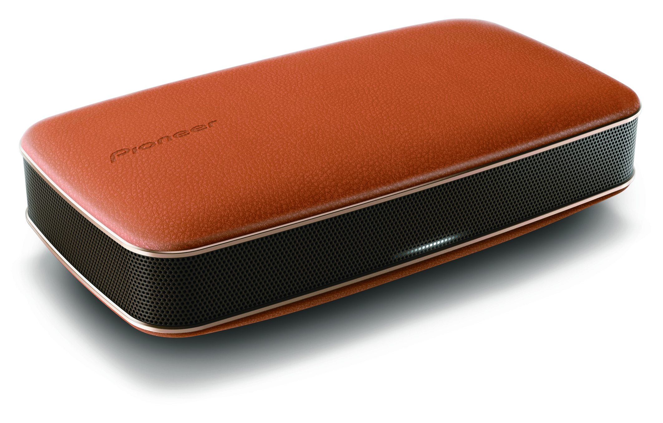 Pioneer’s XW-LF3/LF1 Bluetooth wireless speakers seen here in an elegant leather finish
