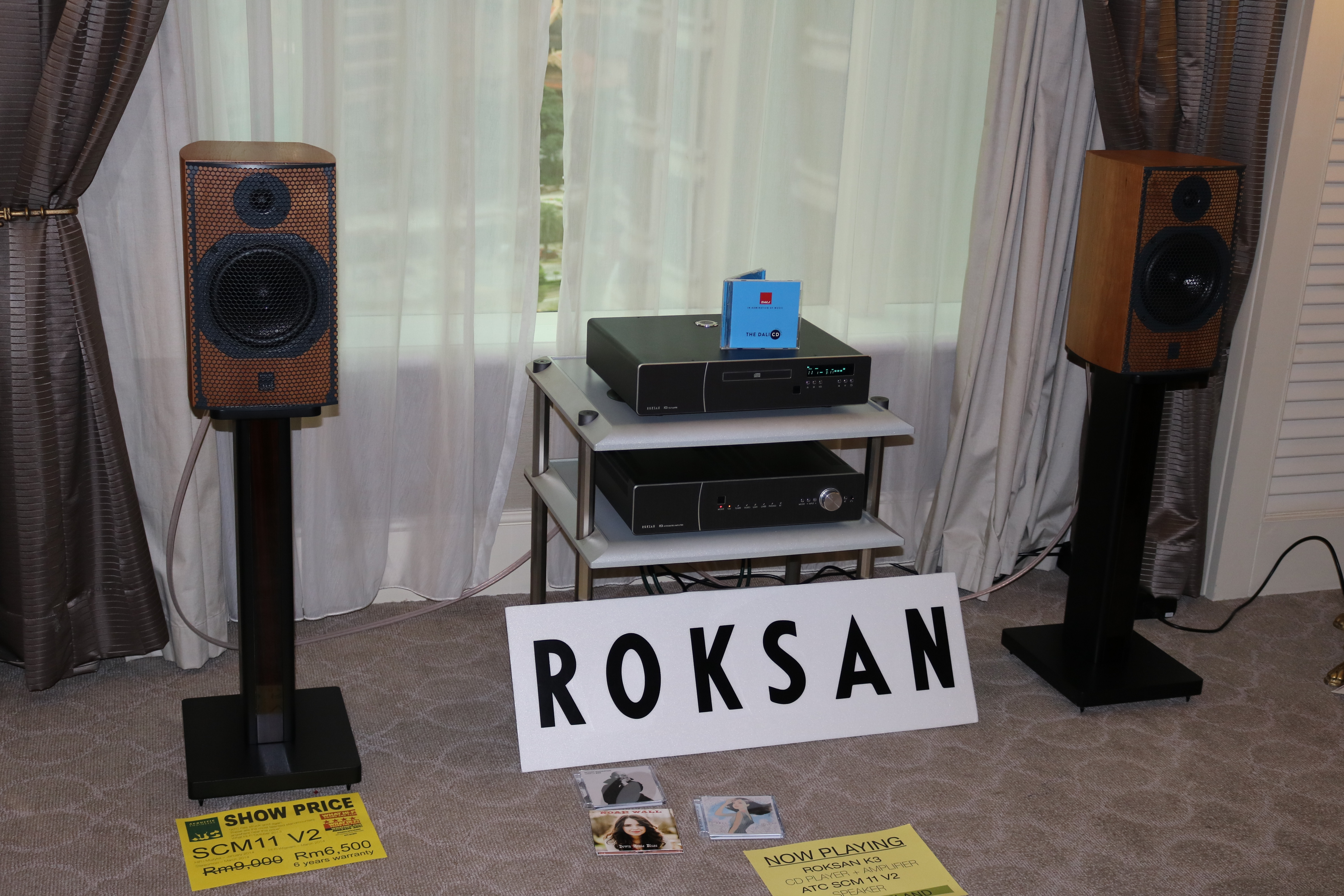 Roksan integrated amp and CD player and ATC speakers in the Hiway Laser room.