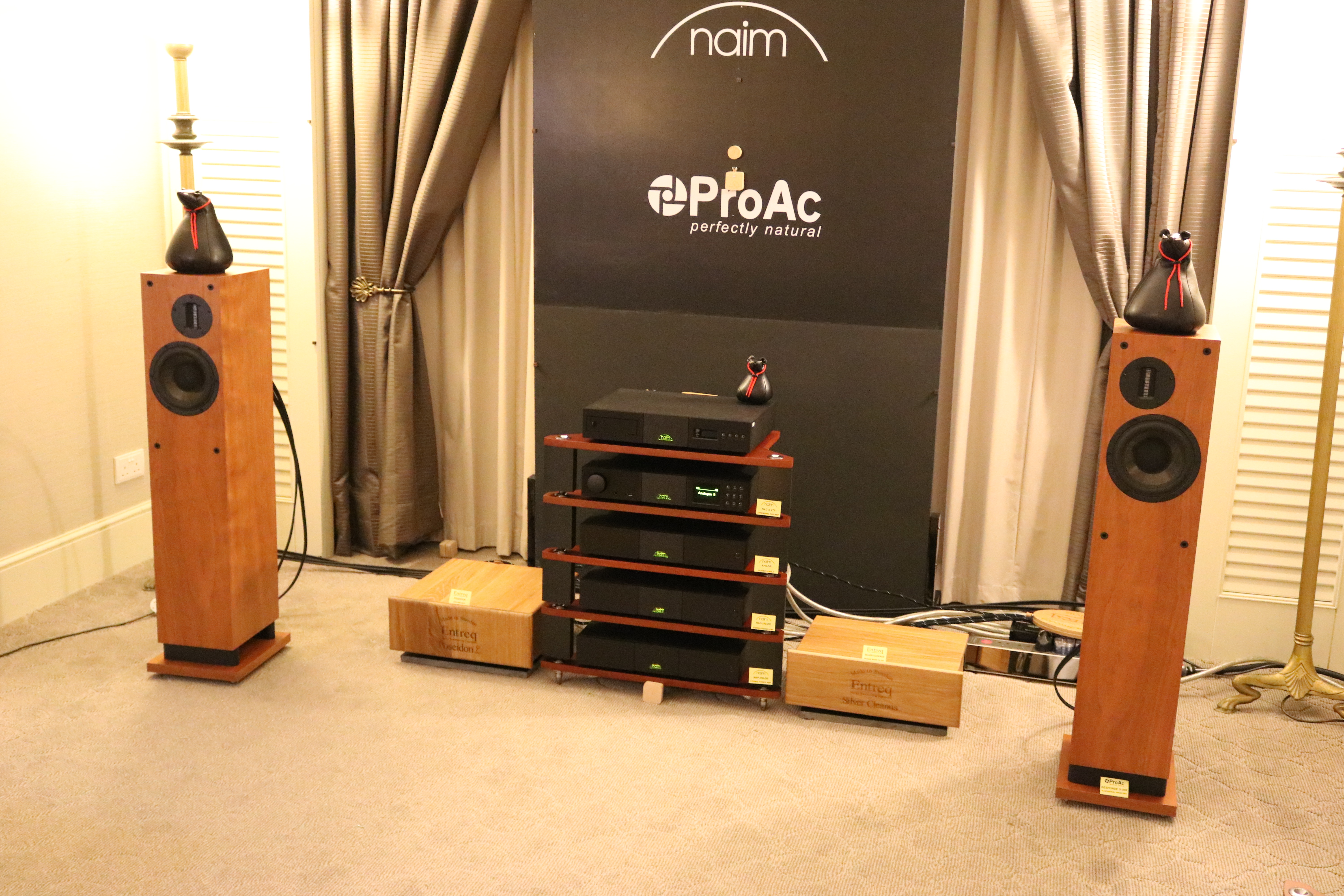 ProAc Response D30R speakers with Naim CD player and amps in the CMY room.