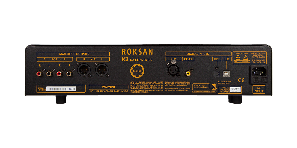 The K3 DAC connectors are neatly sorted with inputs on the right and outputs on the left