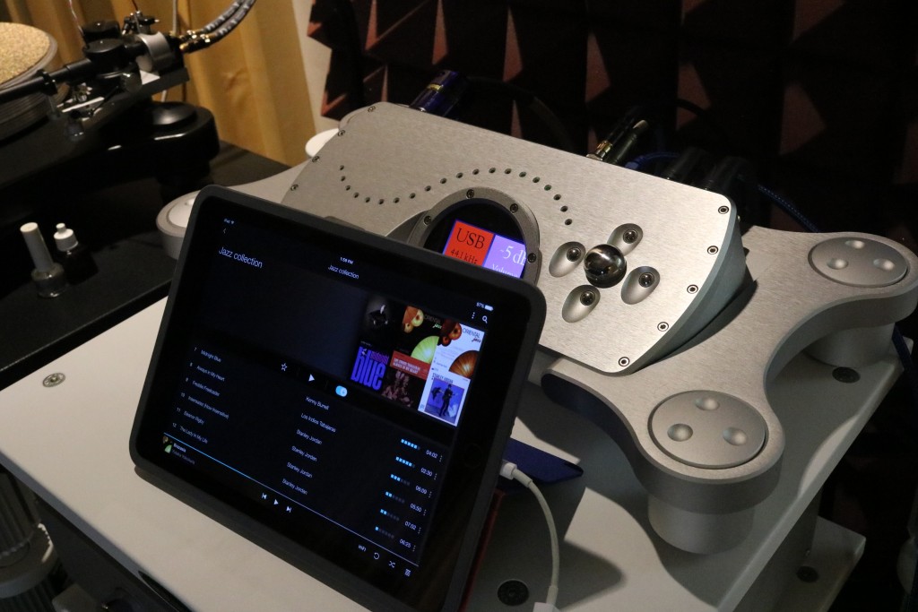 An iPad was used to stream songs from Tidal to the Chord Dave.