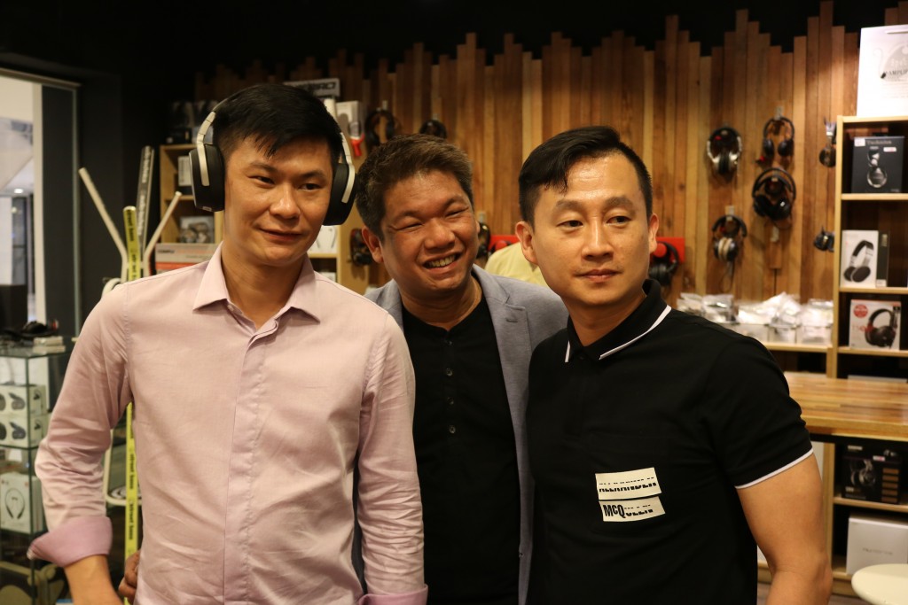 (From left): Andy Tan, owner of Perfect Hi-Fi; Alvin Loh Chia Yang, Distribution and Business Development Manager (SEA) of GP Acoustics (Singapore); and Ryan Kwan Wei Chin of Hoe Huat Electric.
