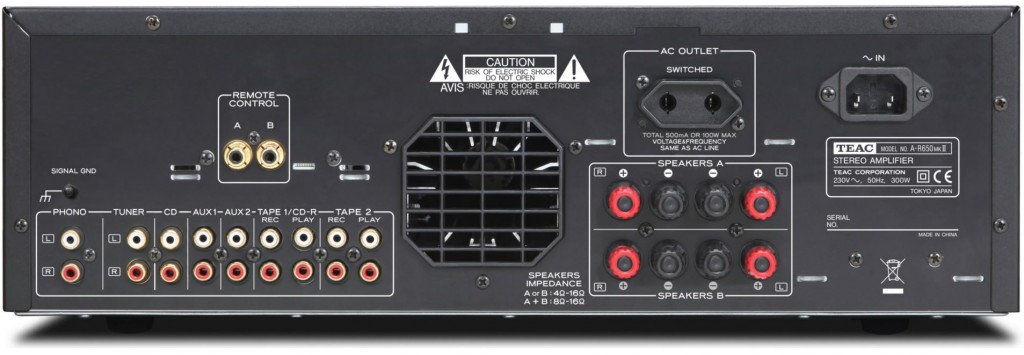 Rear panel of the A-R650 MK11.  All analogue inputs only.