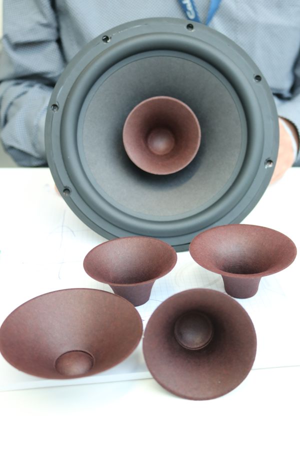 The whizzer cones of different shapes and profiles which were made to find the perfect one for Heco's full-range drier.