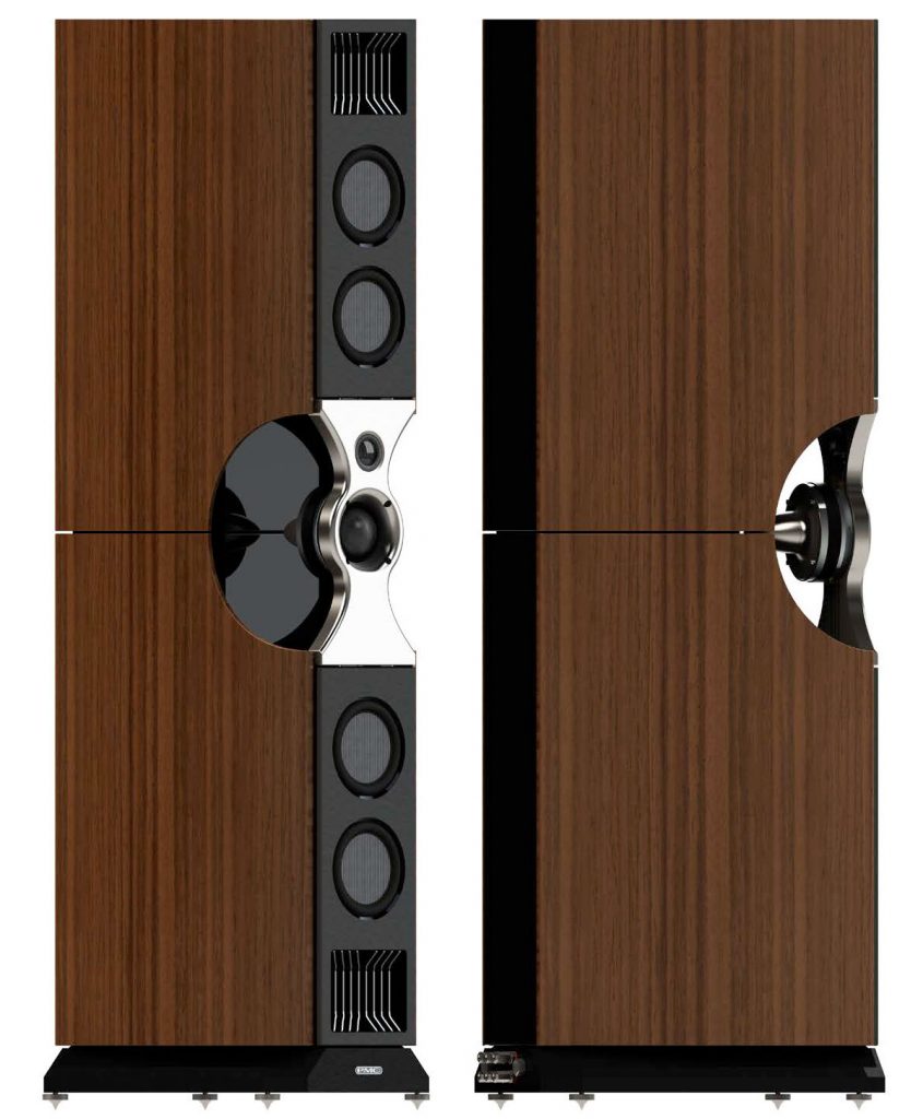 PMC Fenestria Speaker System. The view on the right shows the midrange nest mount almost isolated from the rest of the baffle