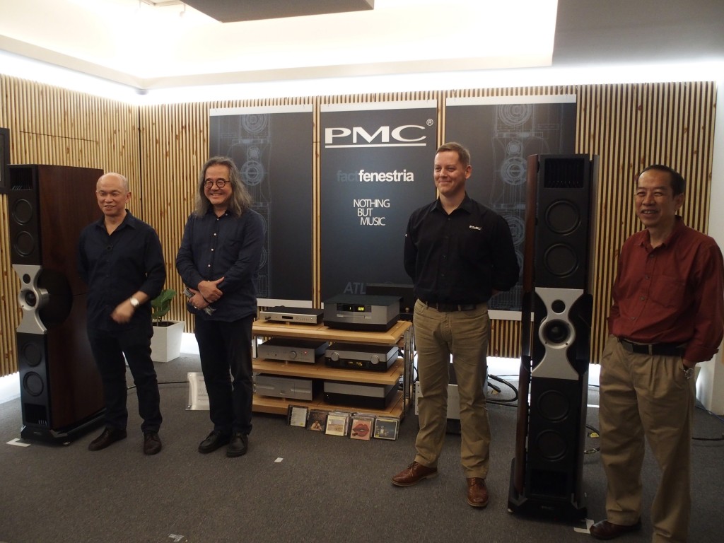 (From left): James Tan, Jo Ki, Paul Bayliss and Tony Low at the launch of the PMC Fenestria speakers.