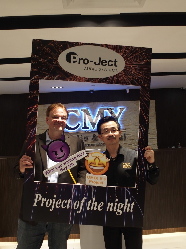 Pro-Ject International Export and Sales Agent Franz Votruba (left) and John Yew posing for an Instagram shot.