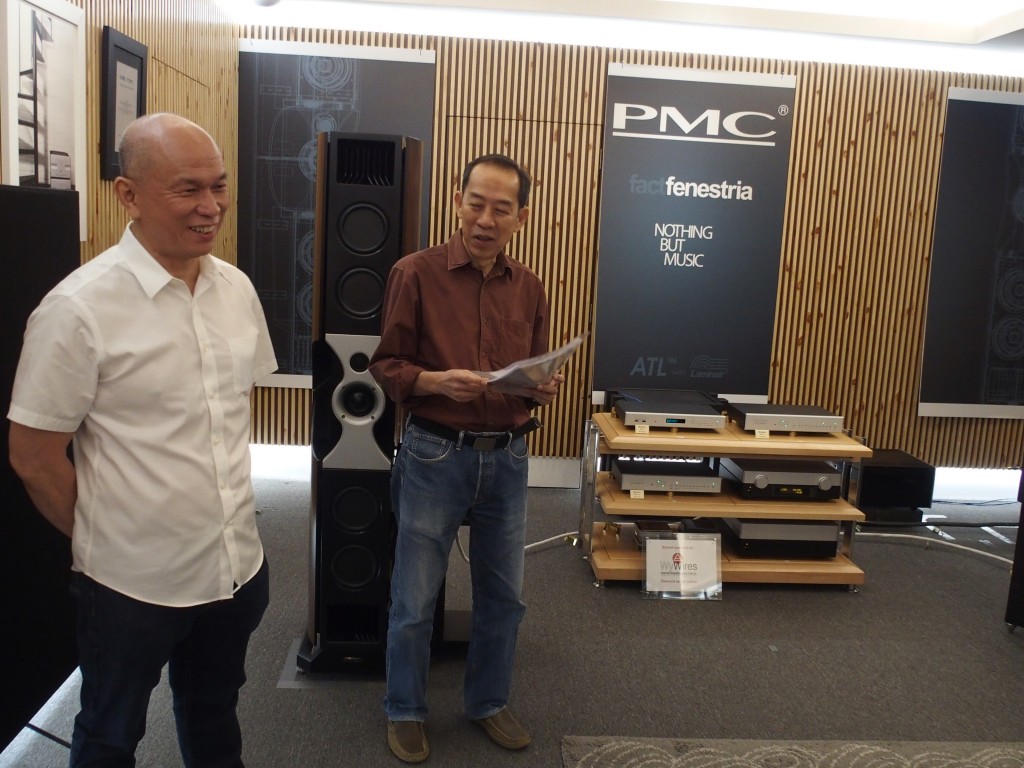 James Tan (left) and Tony Low officiating the launch of the Bryston BDA-3.14.