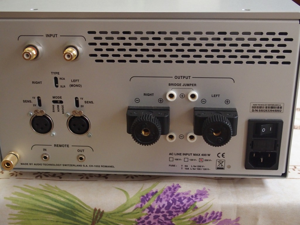 Te rear panel of the Nagra Classic Amp has lots of connections and switches.