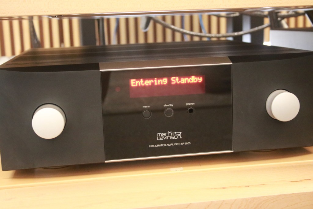 The Mark Levinson No 5805 integrated amp being run in.