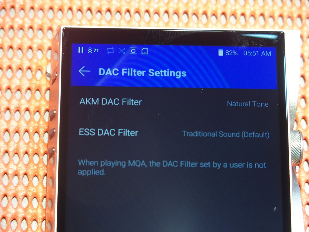 There are separate filter settings for the AKM and ESS DACs.