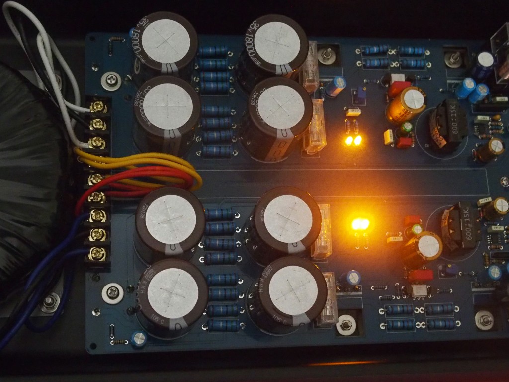Lights on the circuit board look attractive and I used the power amp upside down.