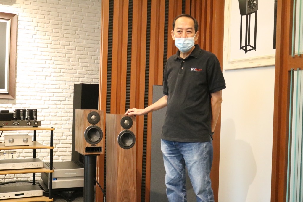 Tony Low of AV Designs explaining the improvements in the new series of PMC speakers.