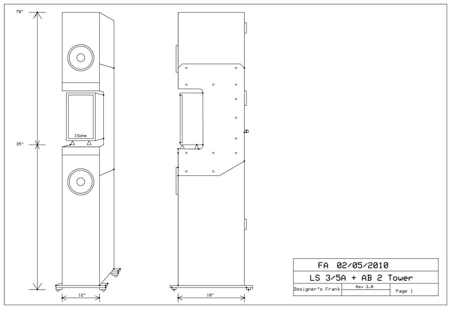 TWo woofers in two cabints with pace inbetwen for the monitor speakers.